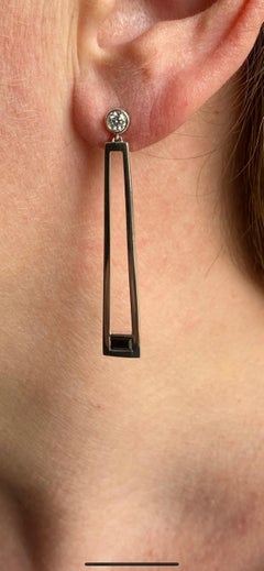 Jane Magon Collections Rock the Croc Geometric Diamond and Silver Earrings