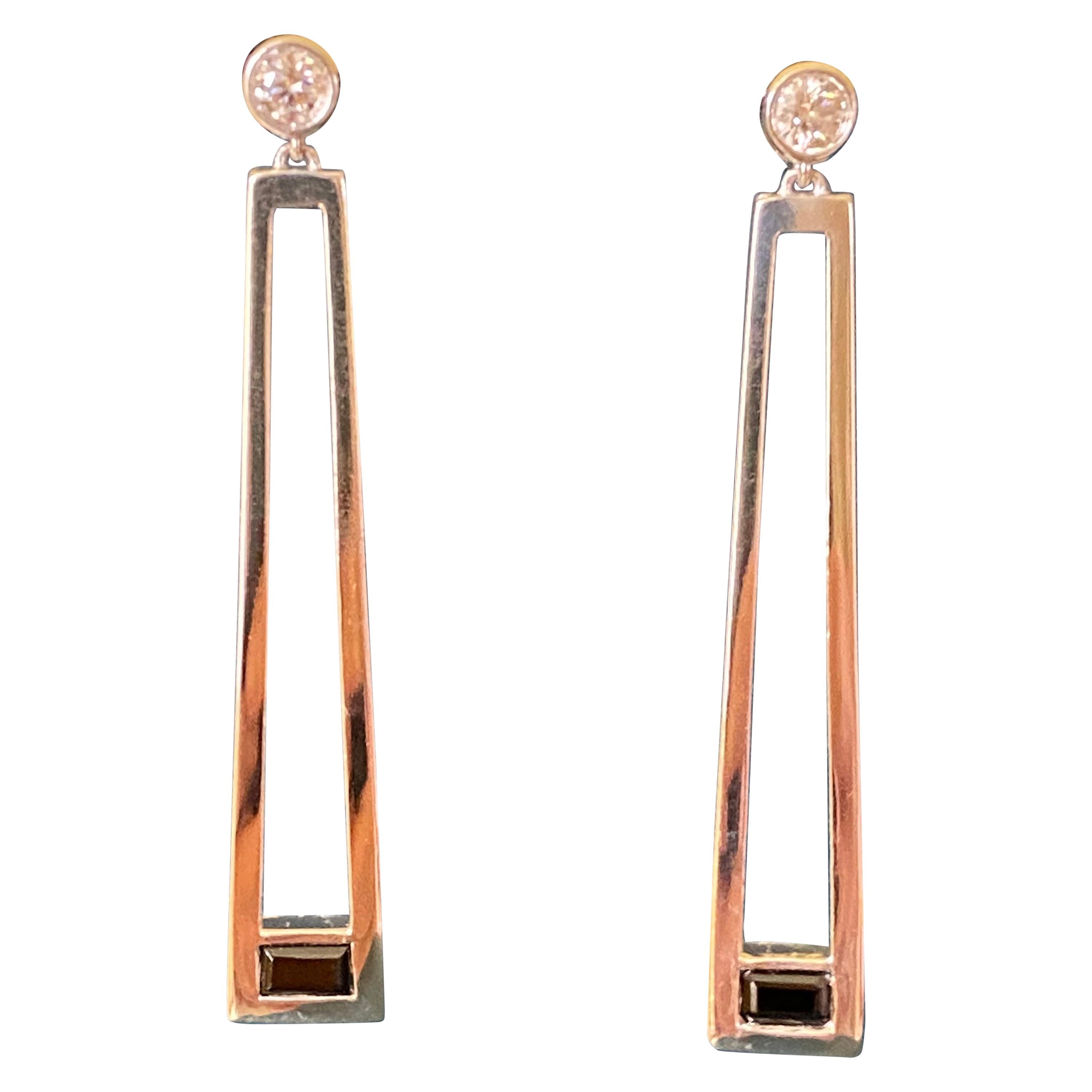 Jane Magon Collections Rock the Croc Geometric Diamond and Silver Earrings For Sale