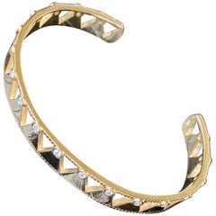 Jane Magon Collections Diamond Arrowhead 14 Karat Gold Cuff Statement Bracelet