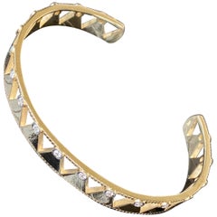 Jane Magon Collections Diamond Arrowhead 14 Karat Gold Cuff Statement Bracelet 