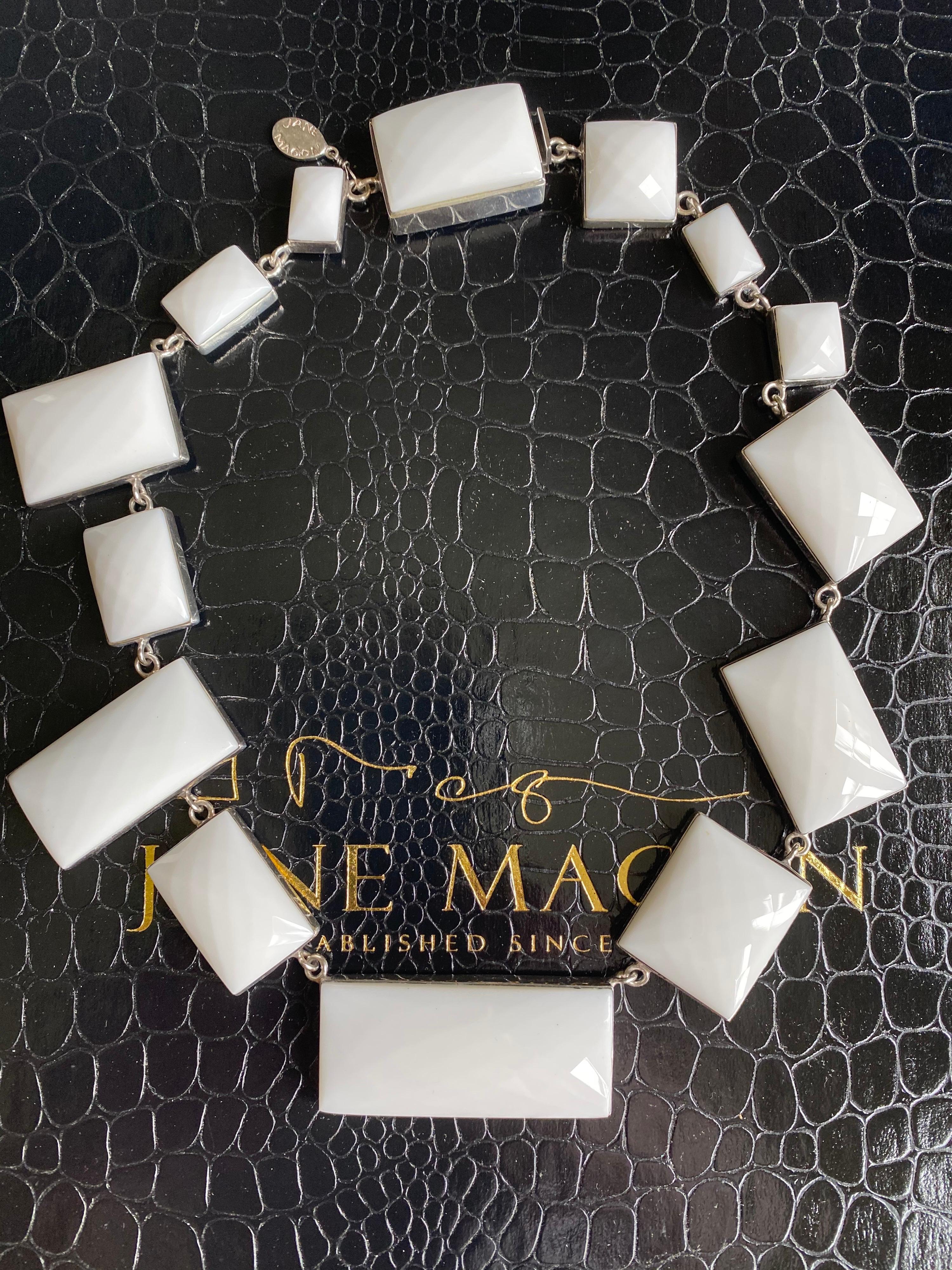 Modernist Jane Magon Collections Statement Necklace with White Agate in Sterling Silver