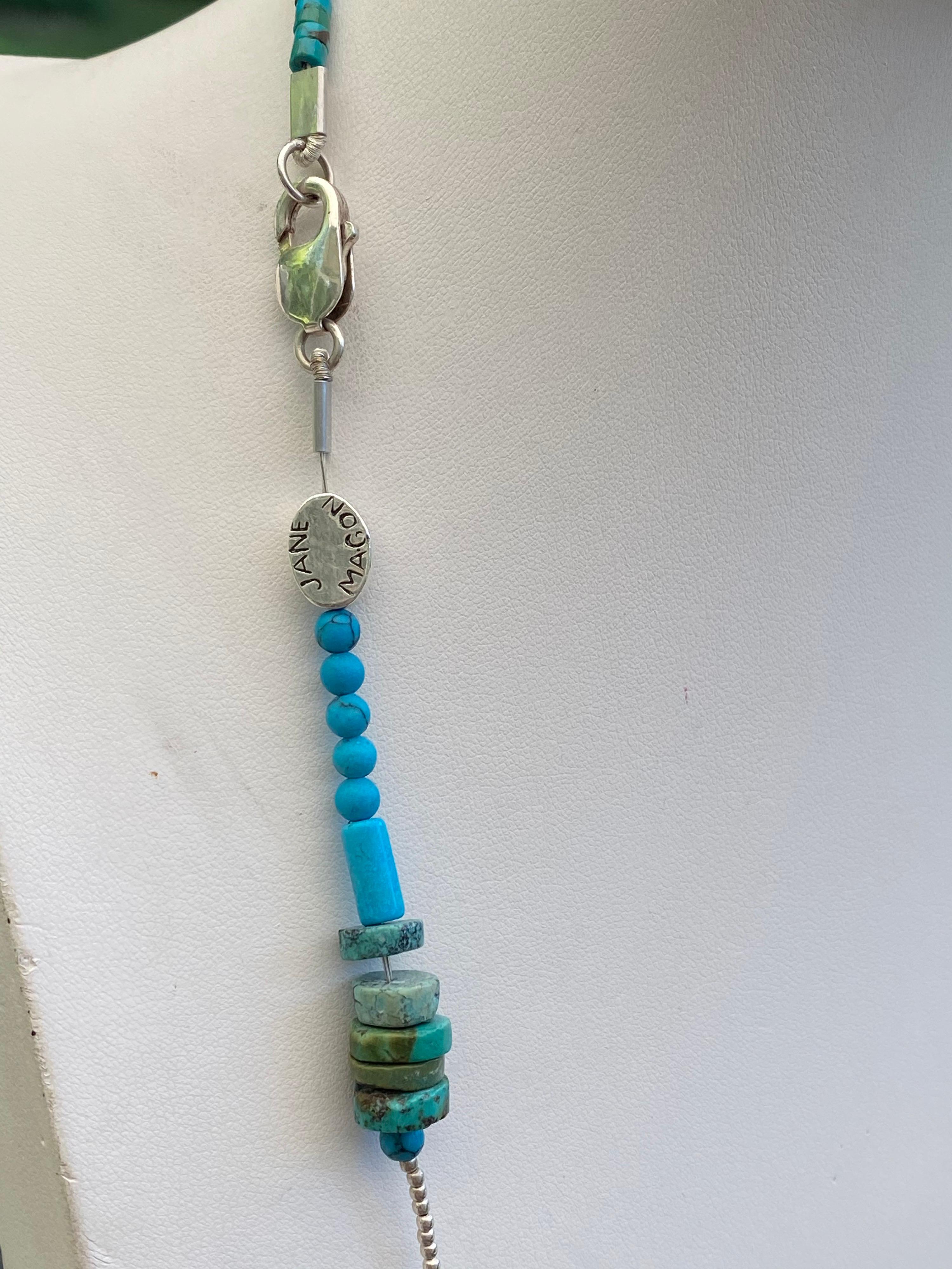 Bead Jane Magon Collections Summer Turquoise Necklace in Sterling Silver For Sale