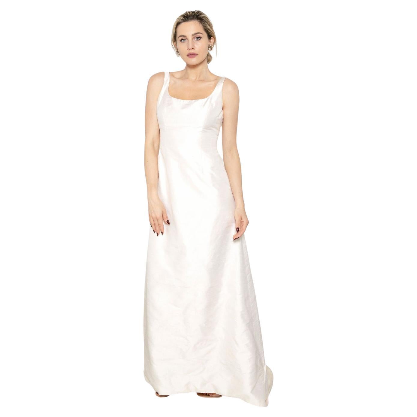 Jane Marquis Weißes Kleid im Stil der 1960er Jahre mit Schleppe im Angebot