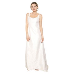 Vintage Jane Marquis 1960's Style White Gown With Train