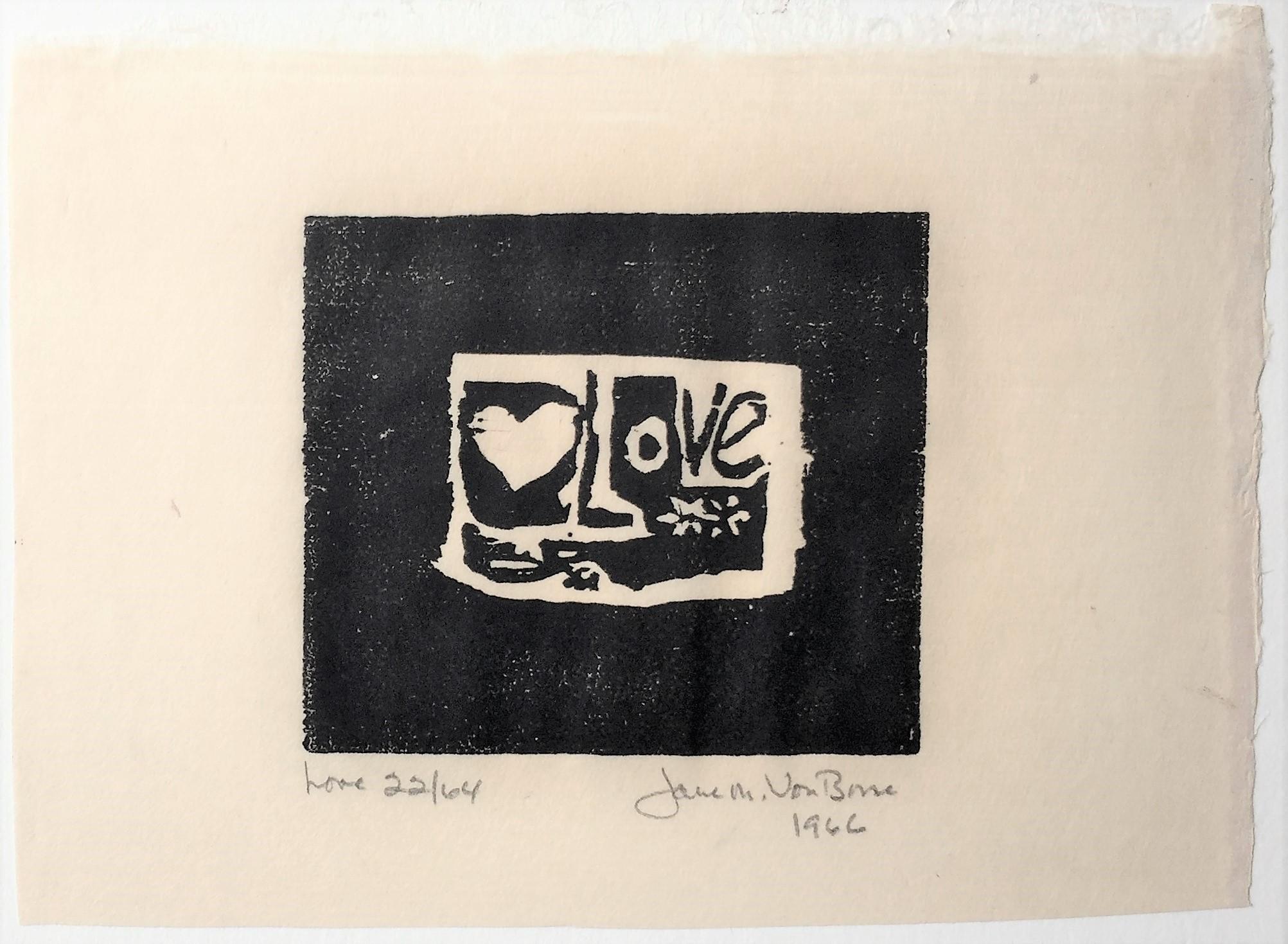 Love (black background). - Print by Jane Martin VonBosse