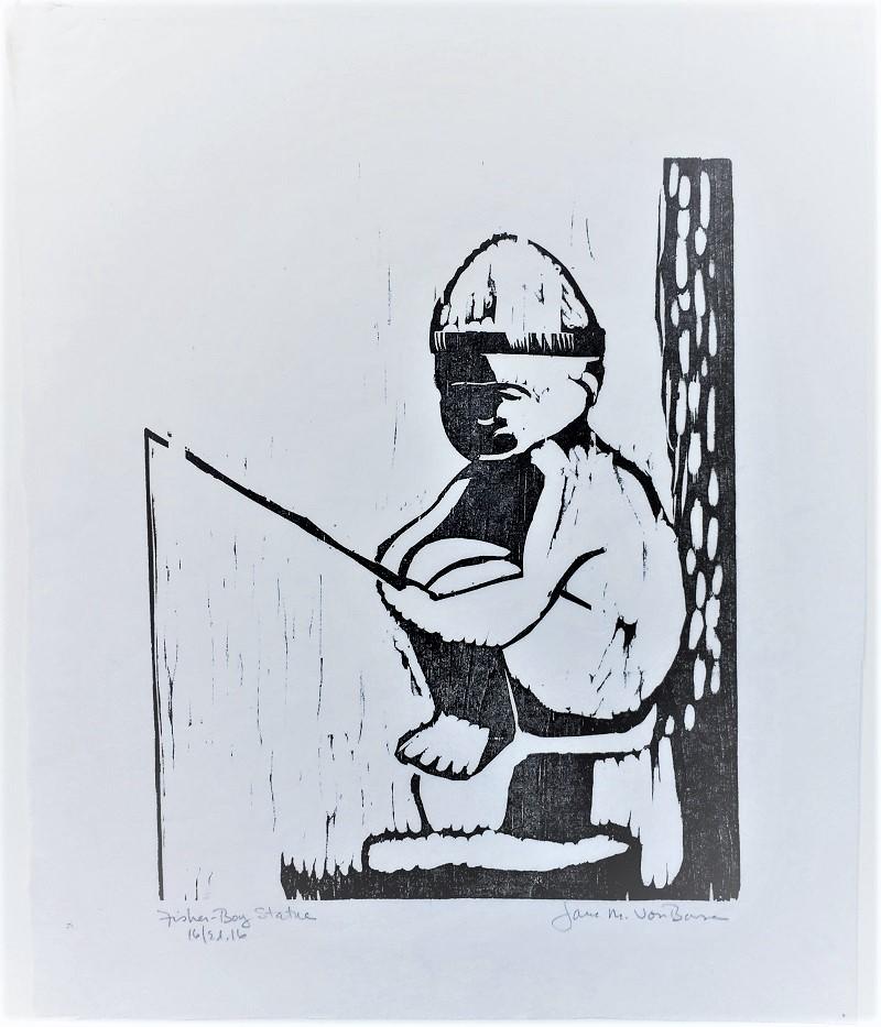 Statue-Fisherboy  - Print by Jane Martin VonBosse