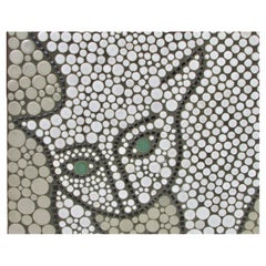Vintage Jane Martz Marshall Studios Master Work in round tile Cat Mosaic Wall Hanging