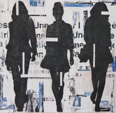 3 Silhouettes_2022_Jane Maxwell, Female Figurative Collage, Mixed Media