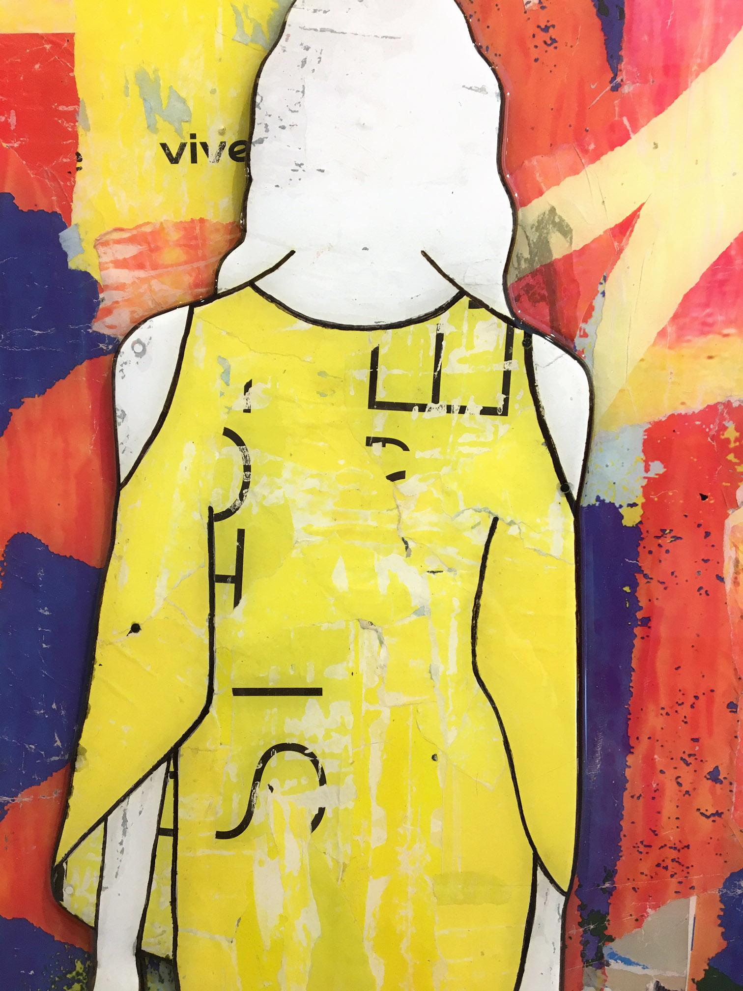 5 Walking Girls Confetti, Jane Maxwell, Mixed Media Collage on Panel-Figurative 3