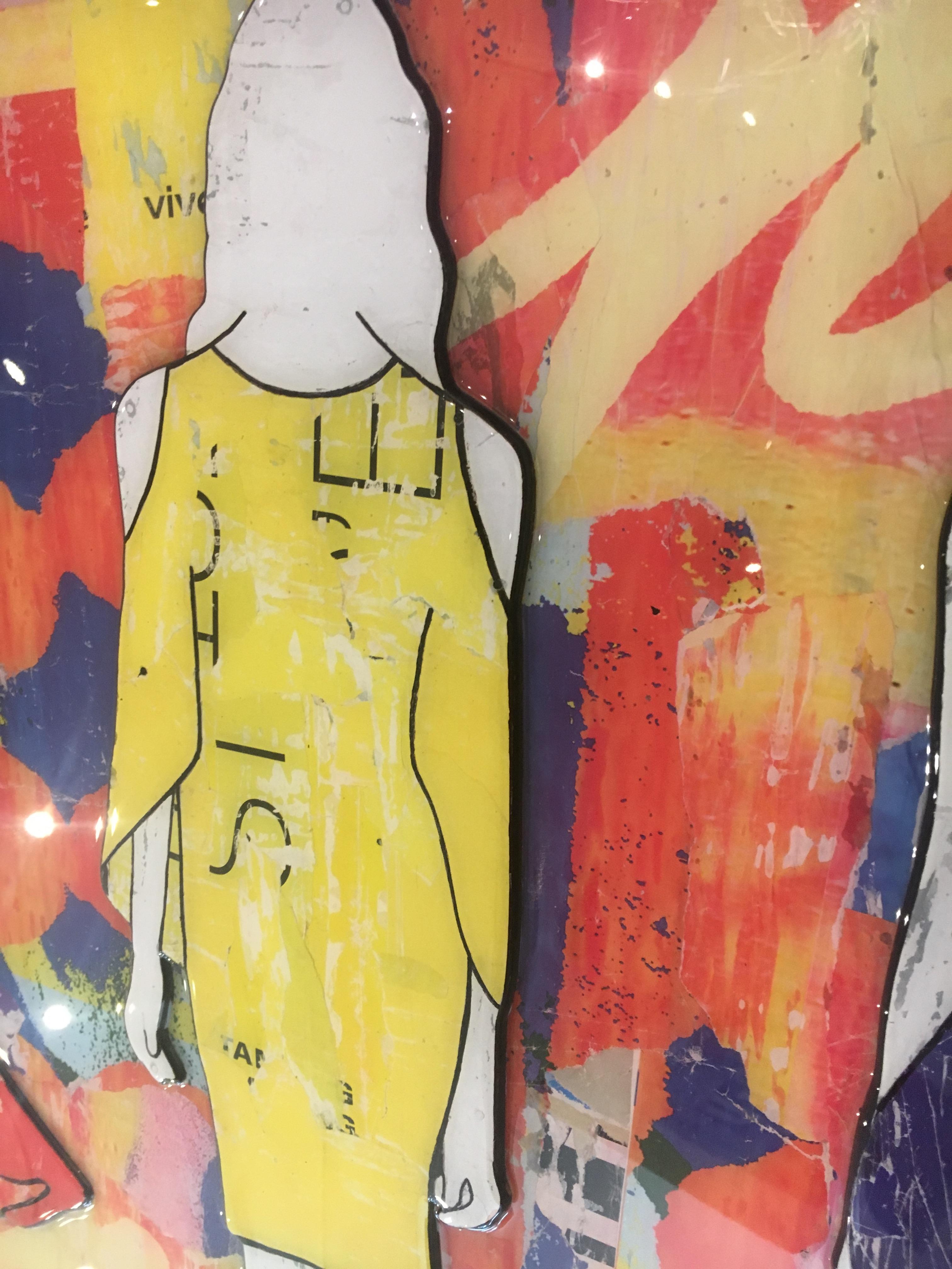 5 Walking Girls Confetti, Jane Maxwell, Mixed Media Collage on Panel-Figurative 5