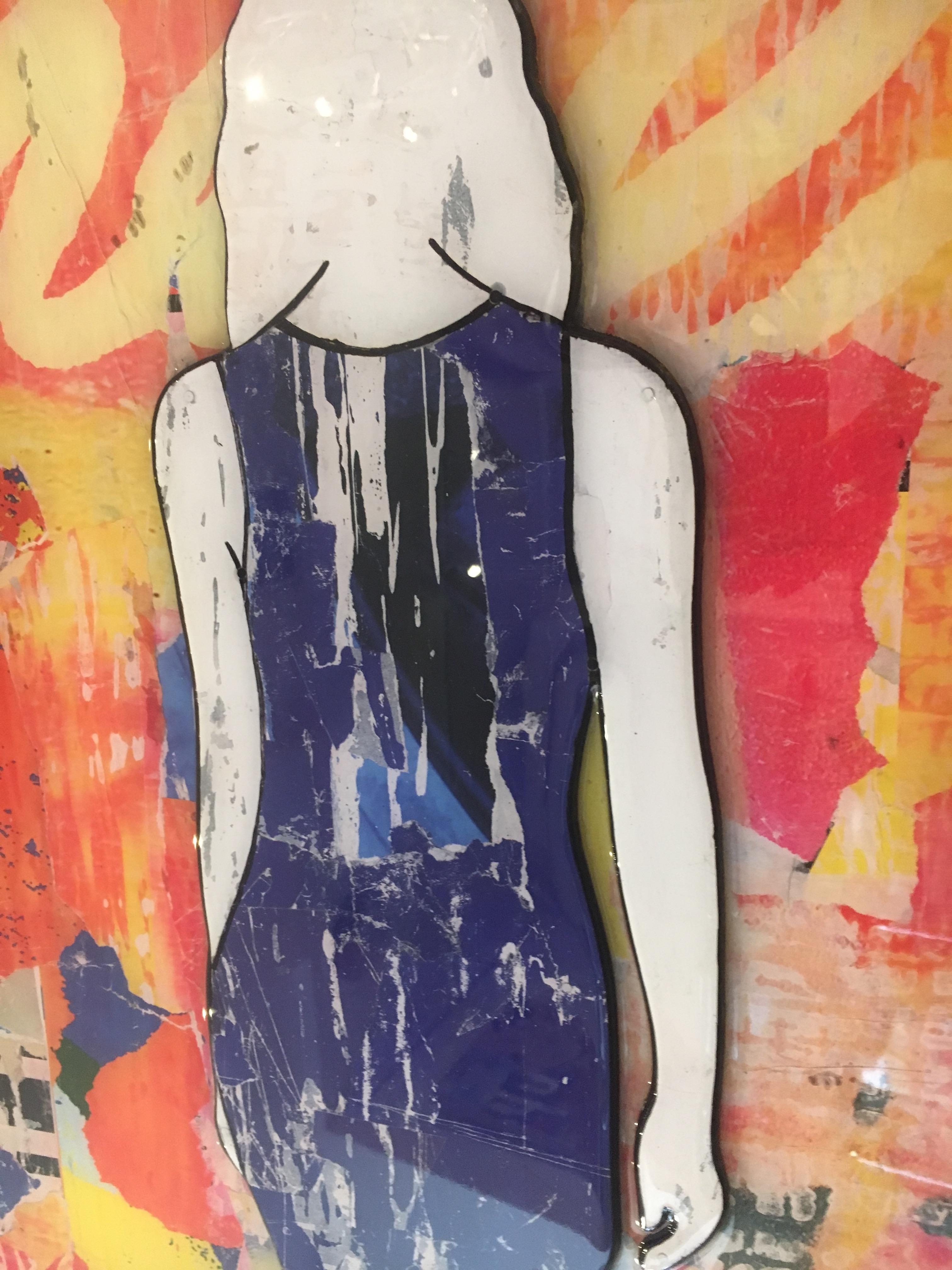 5 Walking Girls Confetti, Jane Maxwell, Mixed Media Collage on Panel-Figurative 6