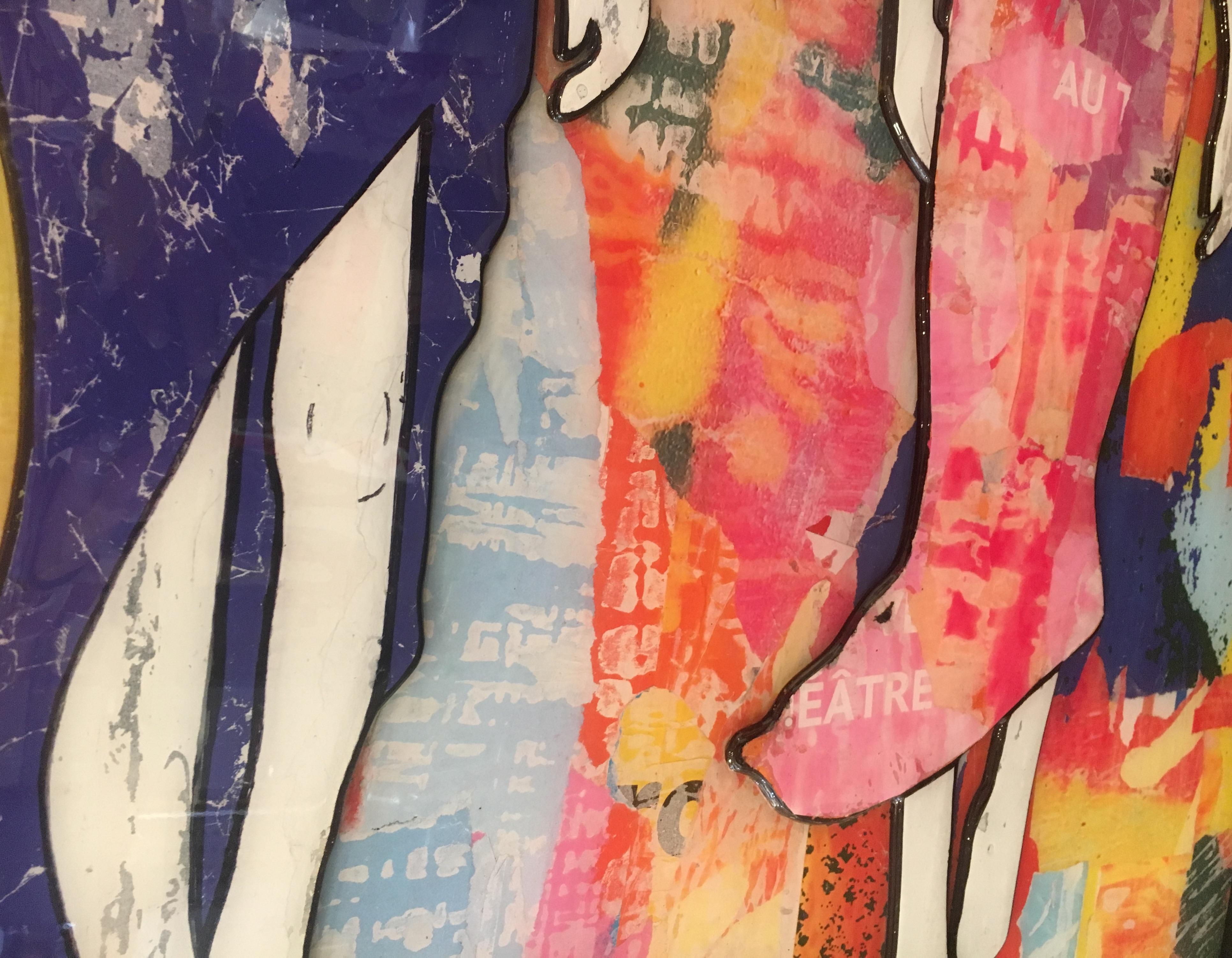 5 Walking Girls Confetti, Jane Maxwell, Mixed Media Collage on Panel-Figurative 12
