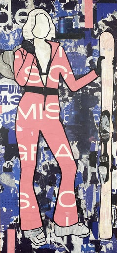 Pink Jumpsuit_2021_Jane Maxwell, Female Figurative Collage_Mixed Media_Snowboard