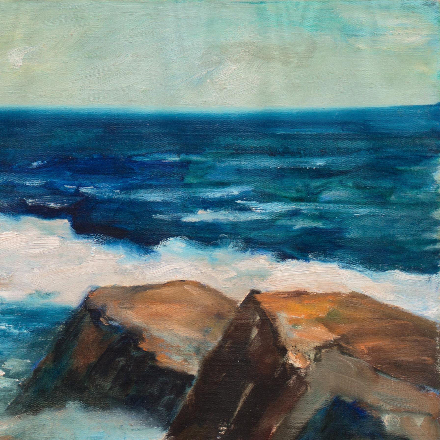 „Pacific Surf“, kalifornische Plein Air-Künstlerin, Santa Cruz, Carmel im Angebot 1