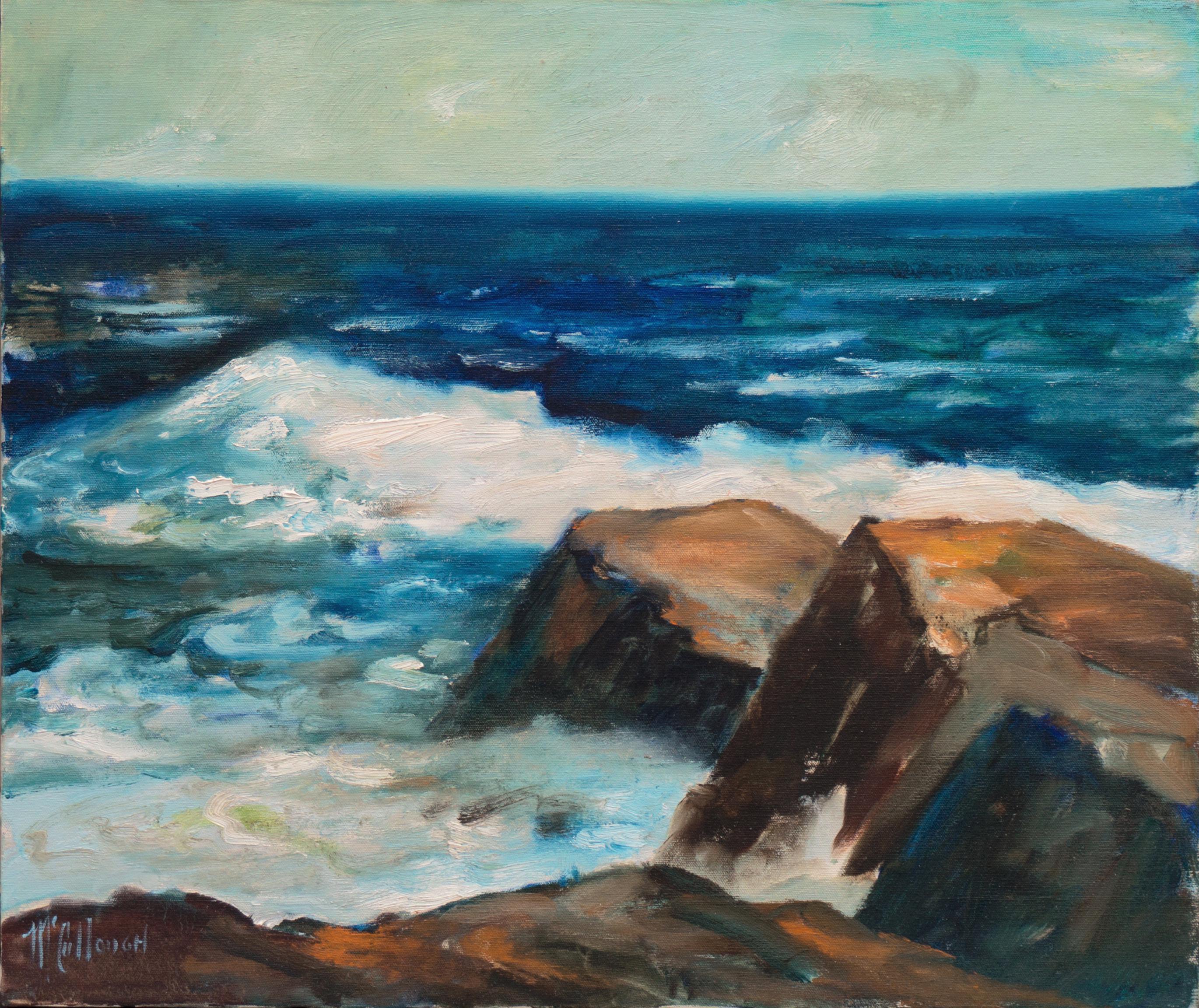 Jane McCullough Landscape Painting - 'Pacific Surf', California Plein Air Woman Artist, Santa Cruz, Carmel