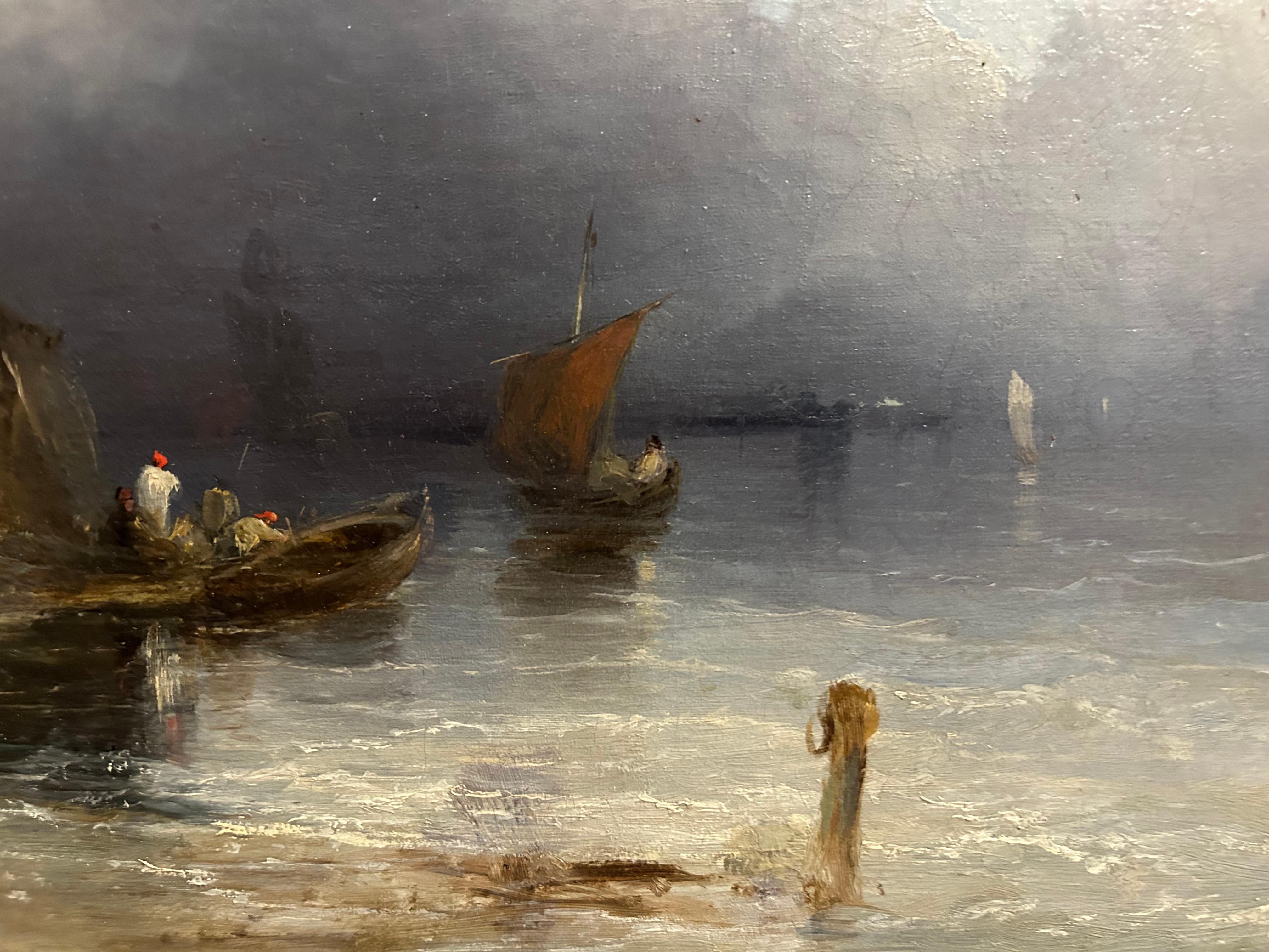 Schottische Seelandschaft aus den frühen 1800er Jahren nach JMW Turner von zwei Nasmyth-Schwestern (Braun), Landscape Painting, von Jane Nasmyth