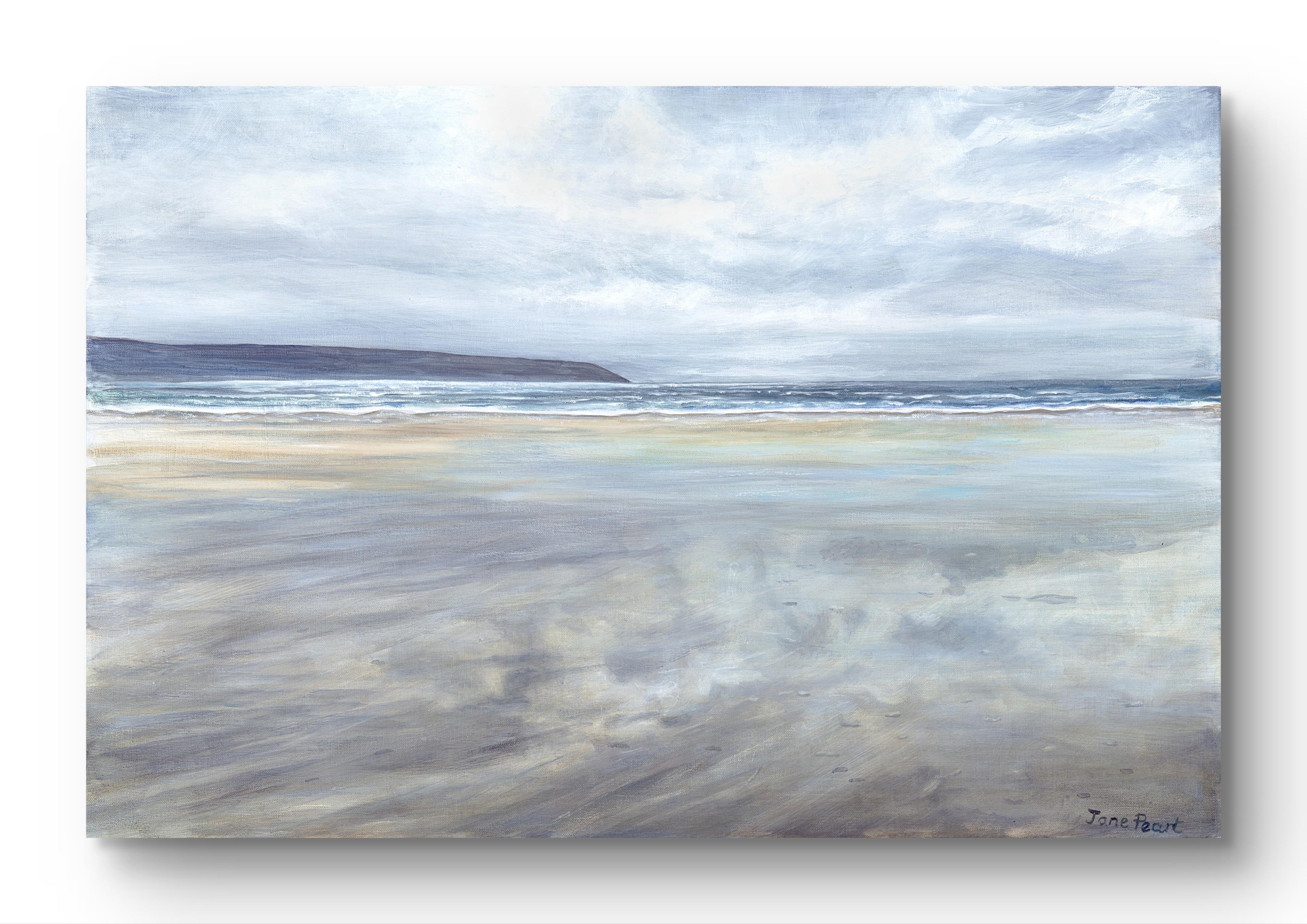 Cloudy day at Broad Haven, Contemporary, landscape, seascape, original im Angebot 1