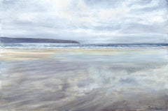 Cloudy day at Broad Haven, Contemporary, landscape, seascape, original