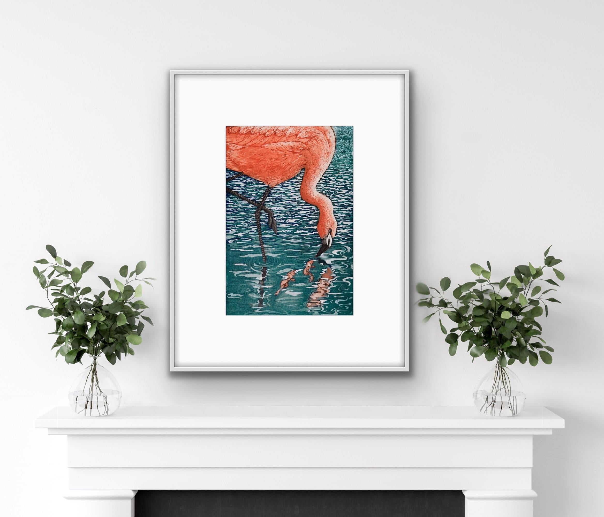 Fenicottero Flamenco, Jane Peart, Stampa in edizione limitata, Animali e fauna selvatica in vendita 5