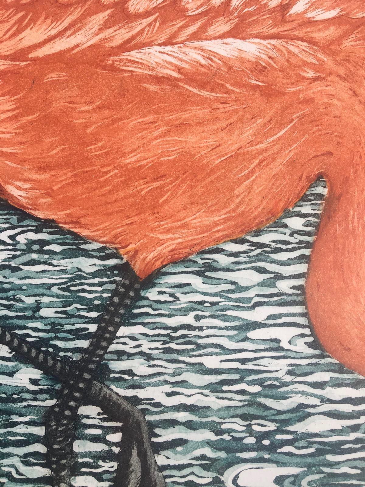 Flamenco Flamingo [2014]
edizione limitata e firmata a mano dall'artista 
Acquaforte/acquatinta
Edizione numero 100
Dimensioni dell'immagine: H. 46cm cm x L. 31cm cm
Dimensioni complete dell'opera non incorniciata: H. 56 cm x L. 41 cm x P.