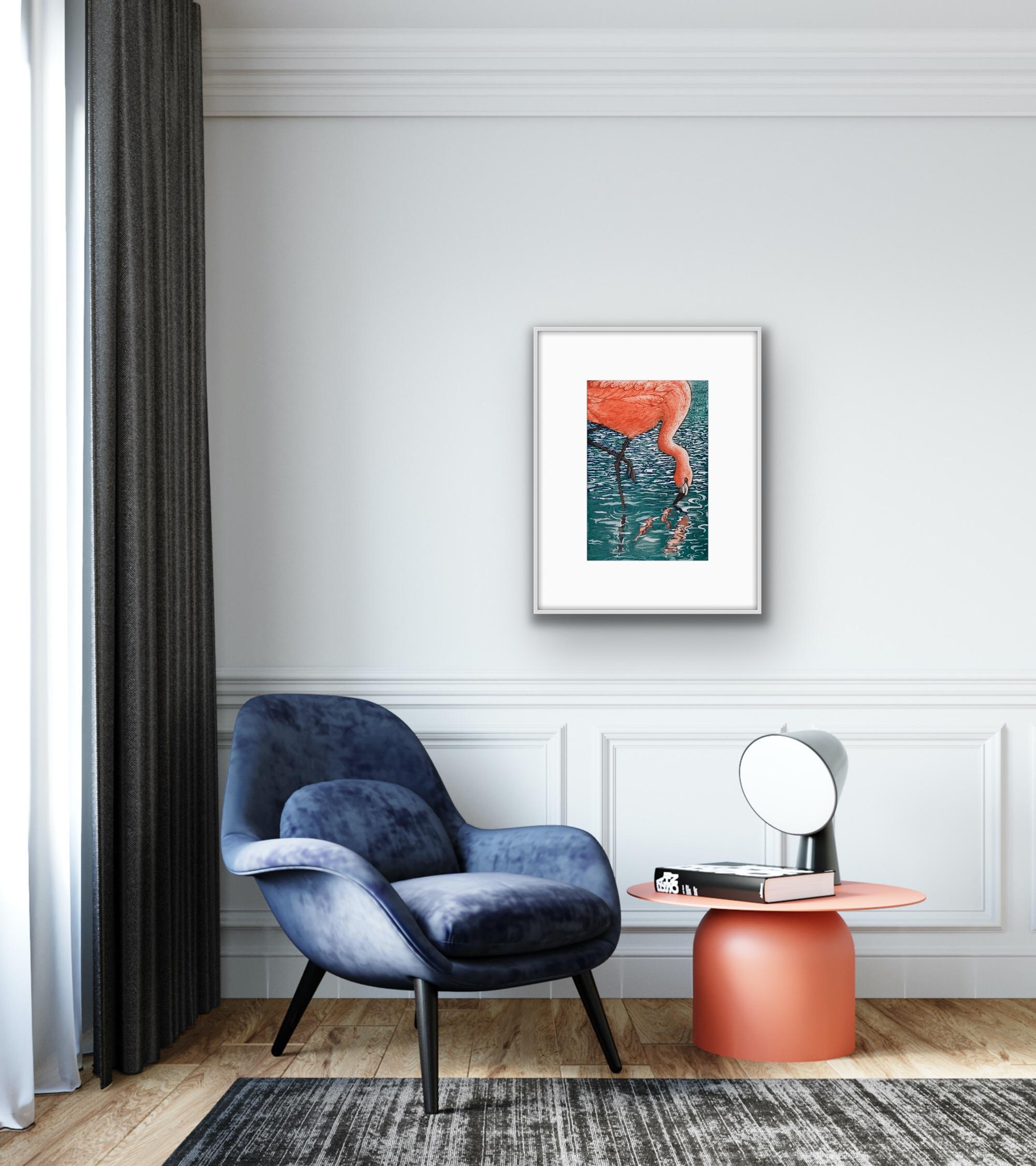 Flamenco Flamingo, Jane Peart, Limited edition print, Animals and wildlife art For Sale 1