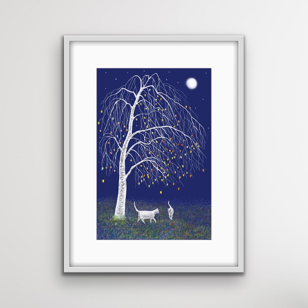Moonlit Meeting by Jane Peart, Limited edition print, Contemporary art, 2022 - Purple Landscape Print by Jane Peart 