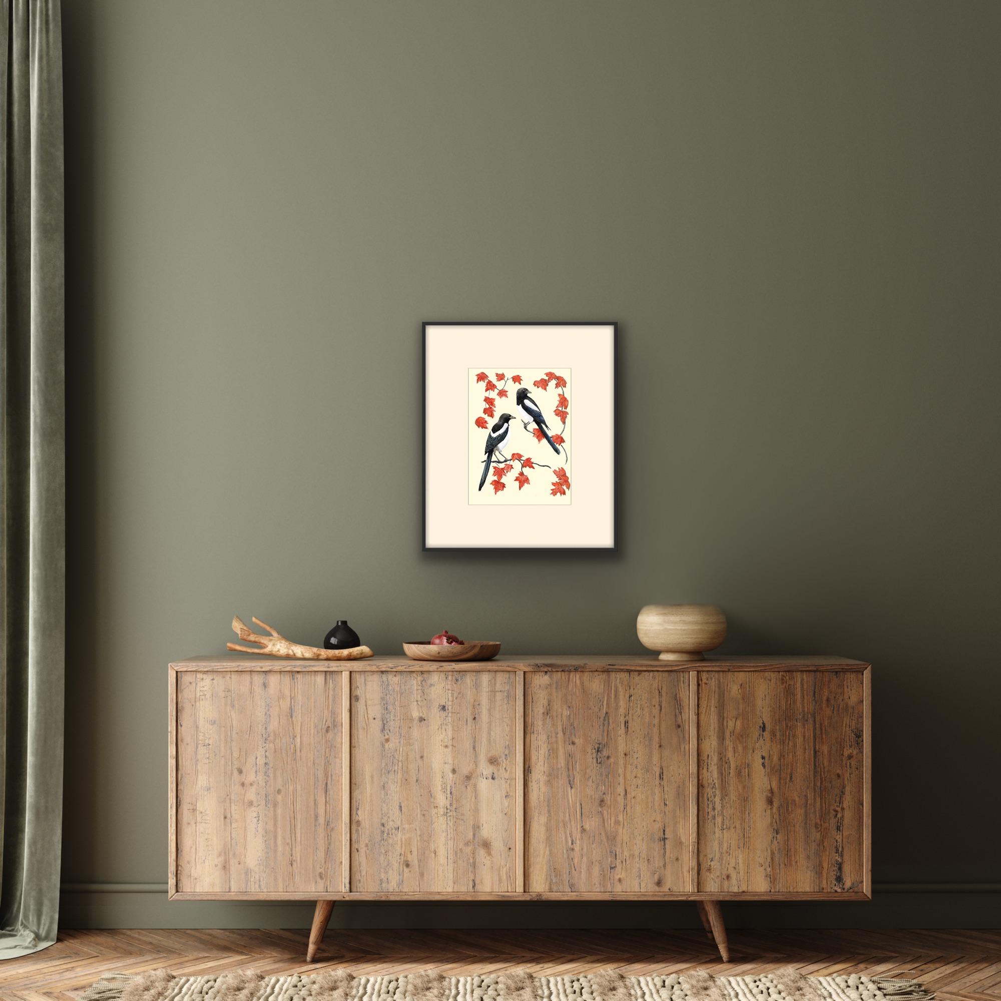 Two More for Joy, Stampa d'arte, Contemporaneo, Gazze, Arte animale, Uccelli, Arte delle foglie - Print di Jane Peart 