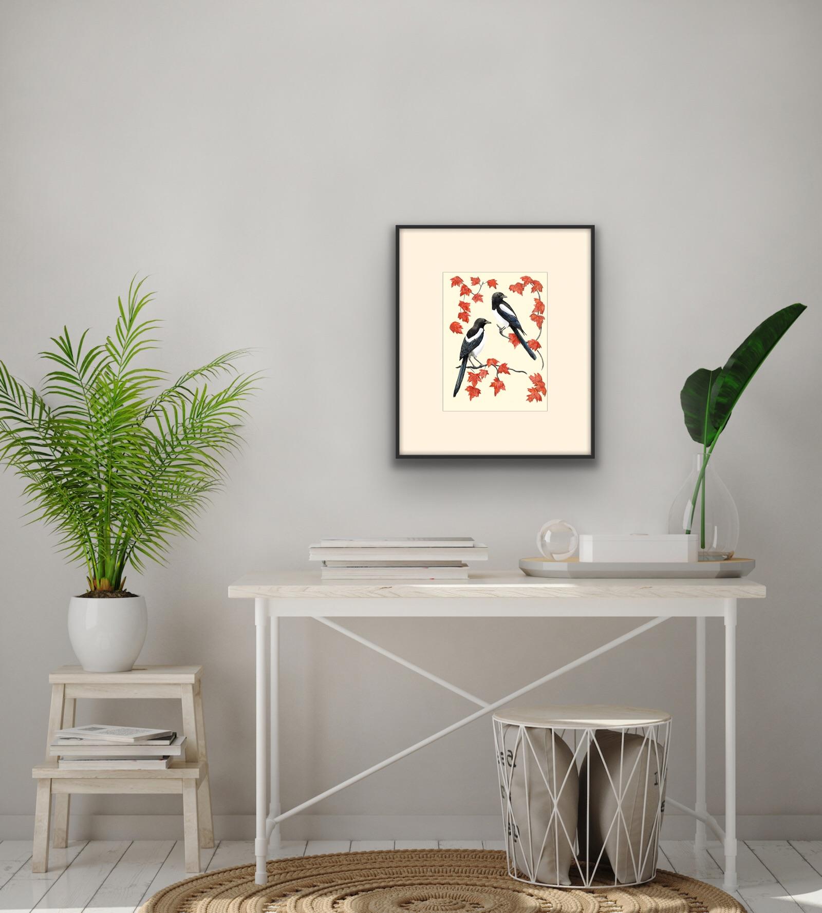Two More for Joy, Stampa d'arte, Contemporaneo, Gazze, Arte animale, Uccelli, Arte delle foglie in vendita 4
