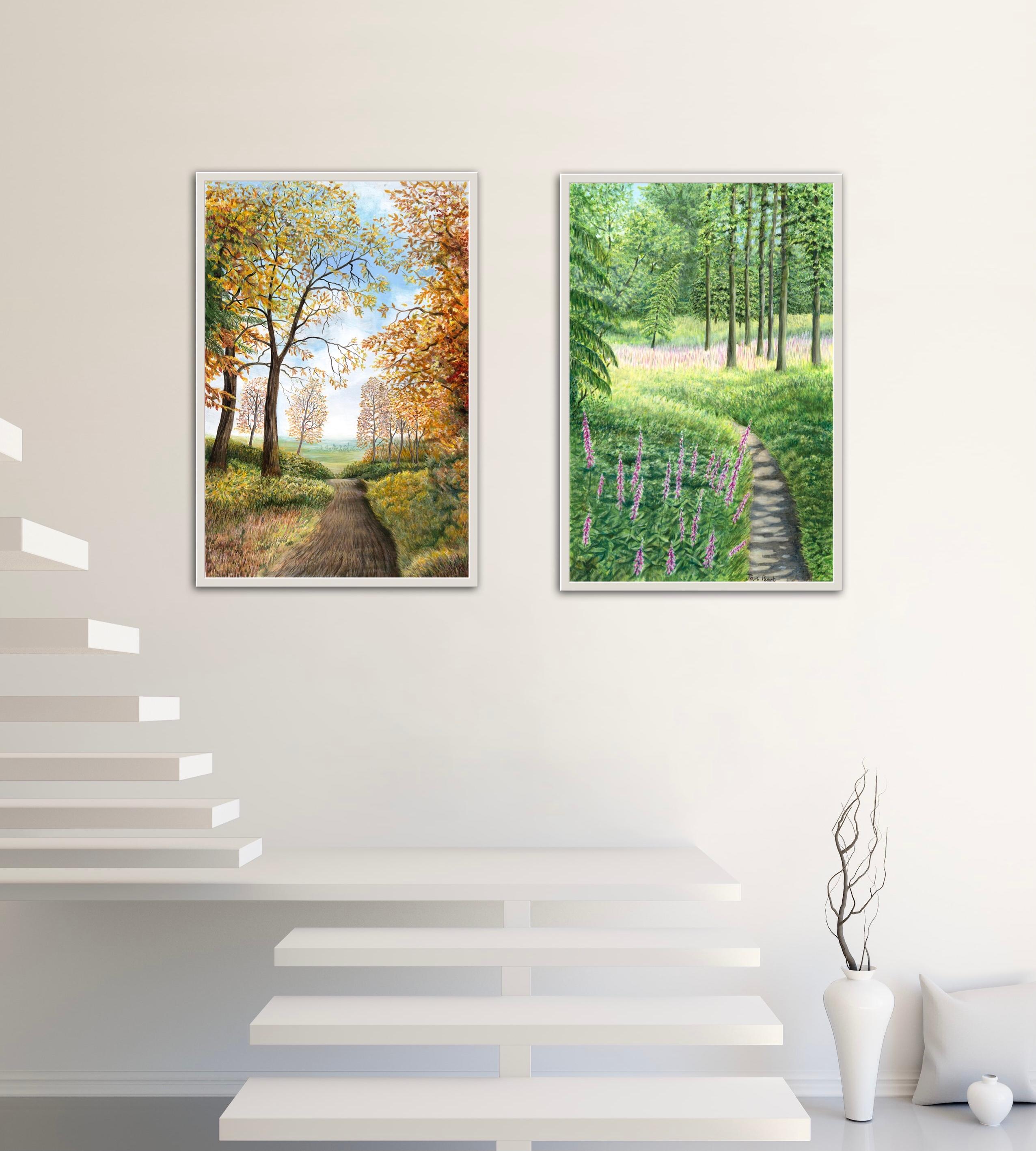 Paseo de la dedalera y vista del bosque de Bagley - Painting Contemporáneo de Jane Peart