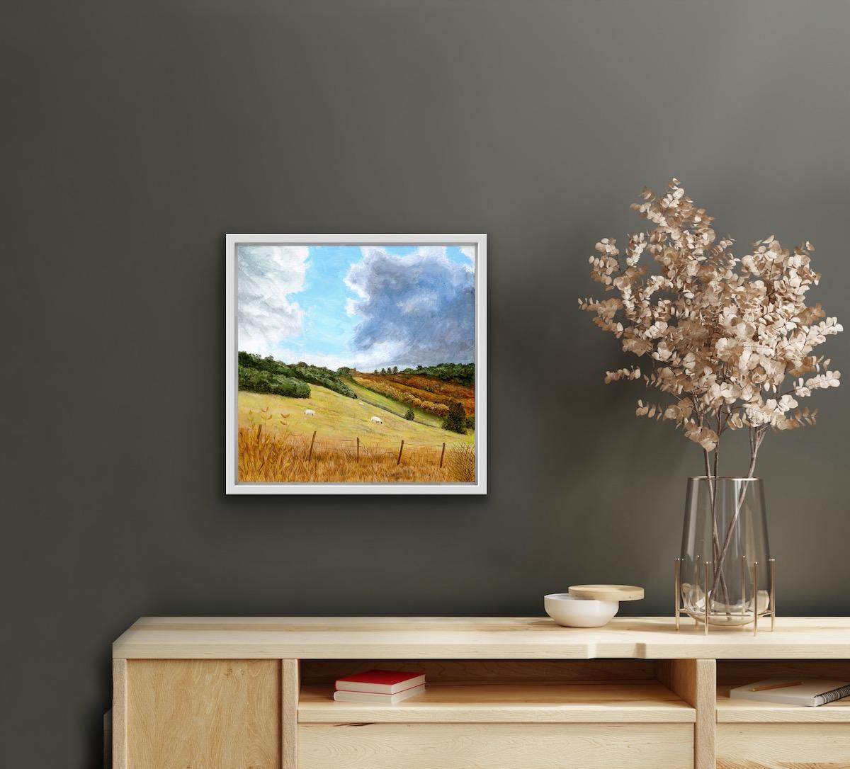 Gathering Clouds Over Meadow Traditional English Landscape Painting of Yorkshire For Sale 2