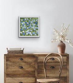 Jane Peart, Fiordalisi, Pittura floreale originale, Arte a prezzi accessibili