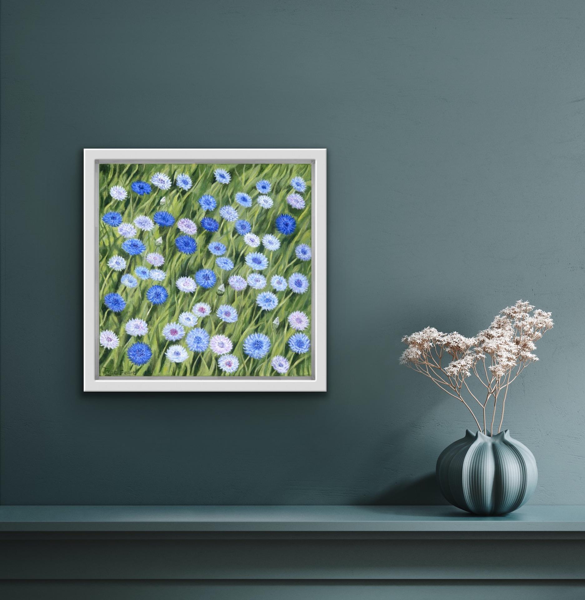 Jane Peart, Cornflowers, Original Floral Painting, Affordable Art For Sale 1