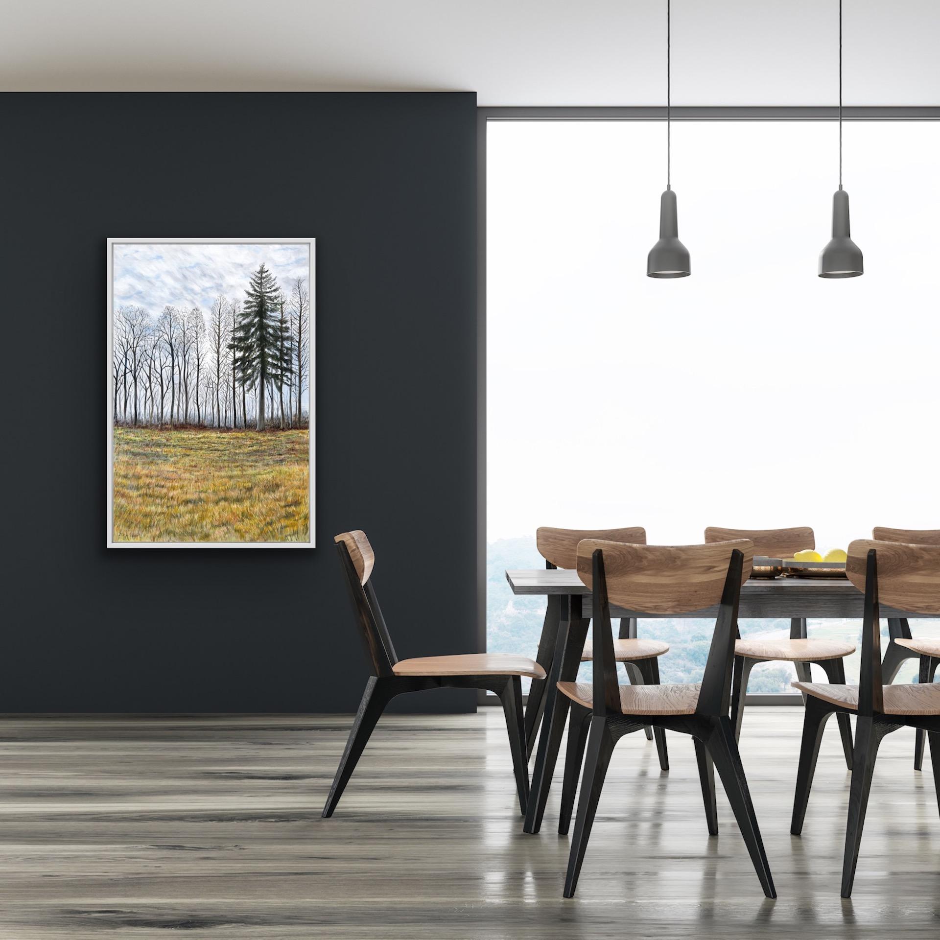 Jane Peart, Árboles de invierno, Pintura original de paisaje, Arte asequible en venta 1