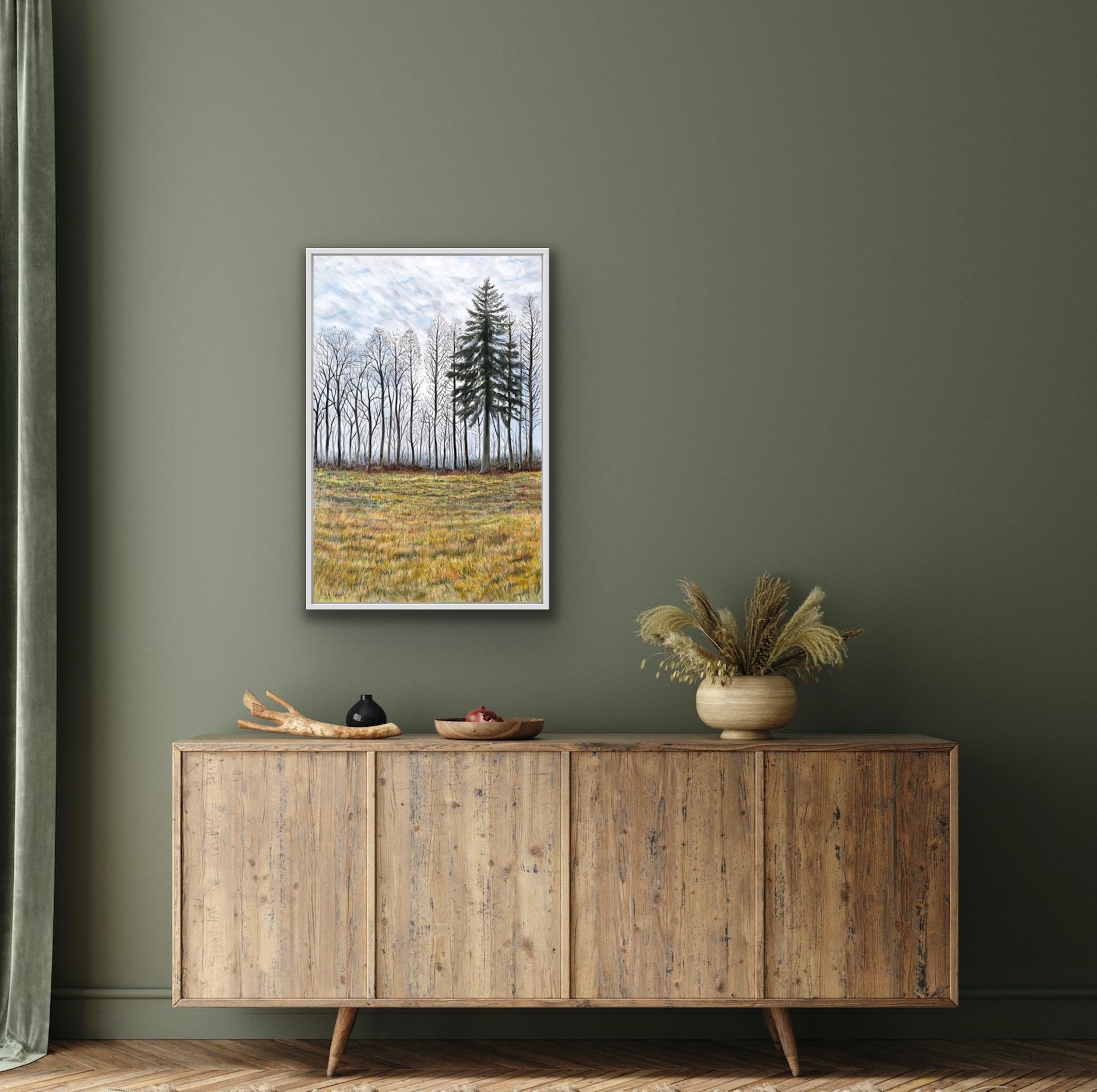 Jane Peart, Árboles de invierno, Pintura original de paisaje, Arte asequible en venta 2