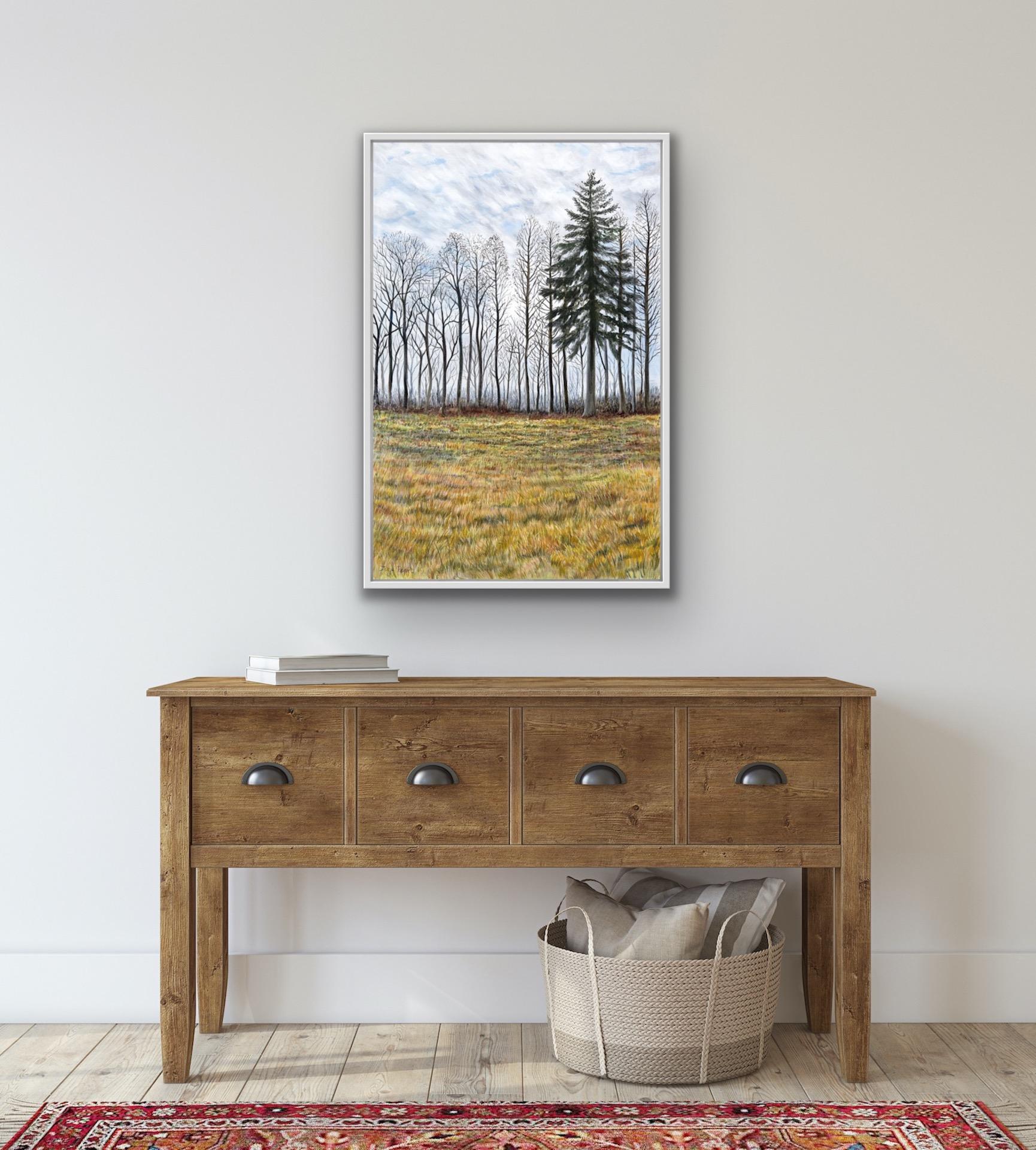 Jane Peart, Árboles de invierno, Pintura original de paisaje, Arte asequible en venta 3