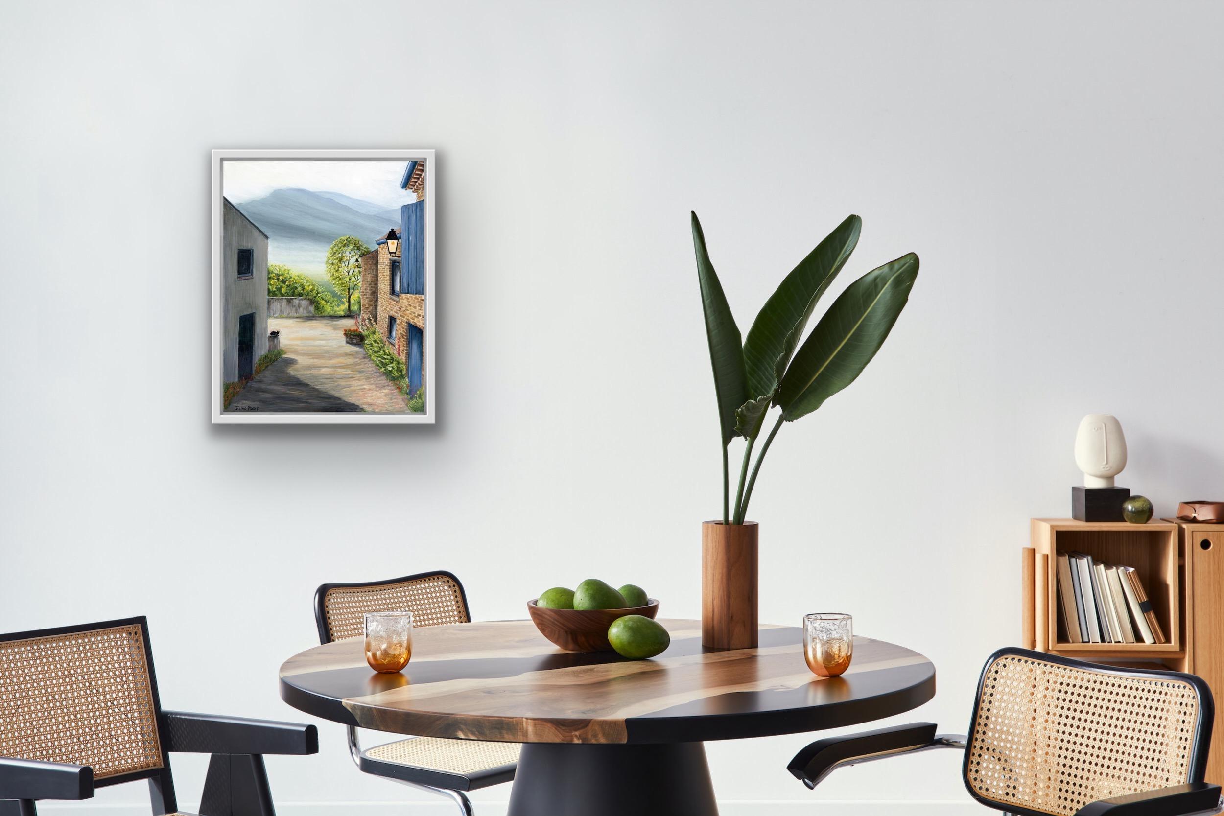 Morning Mist Over Pyrenees, France, peinture de Jane Peart, style réaliste en vente 1