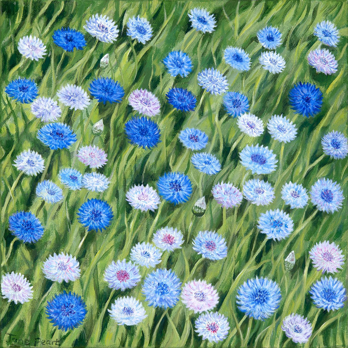 Cornflowers and Daylily diptych For Sale 1