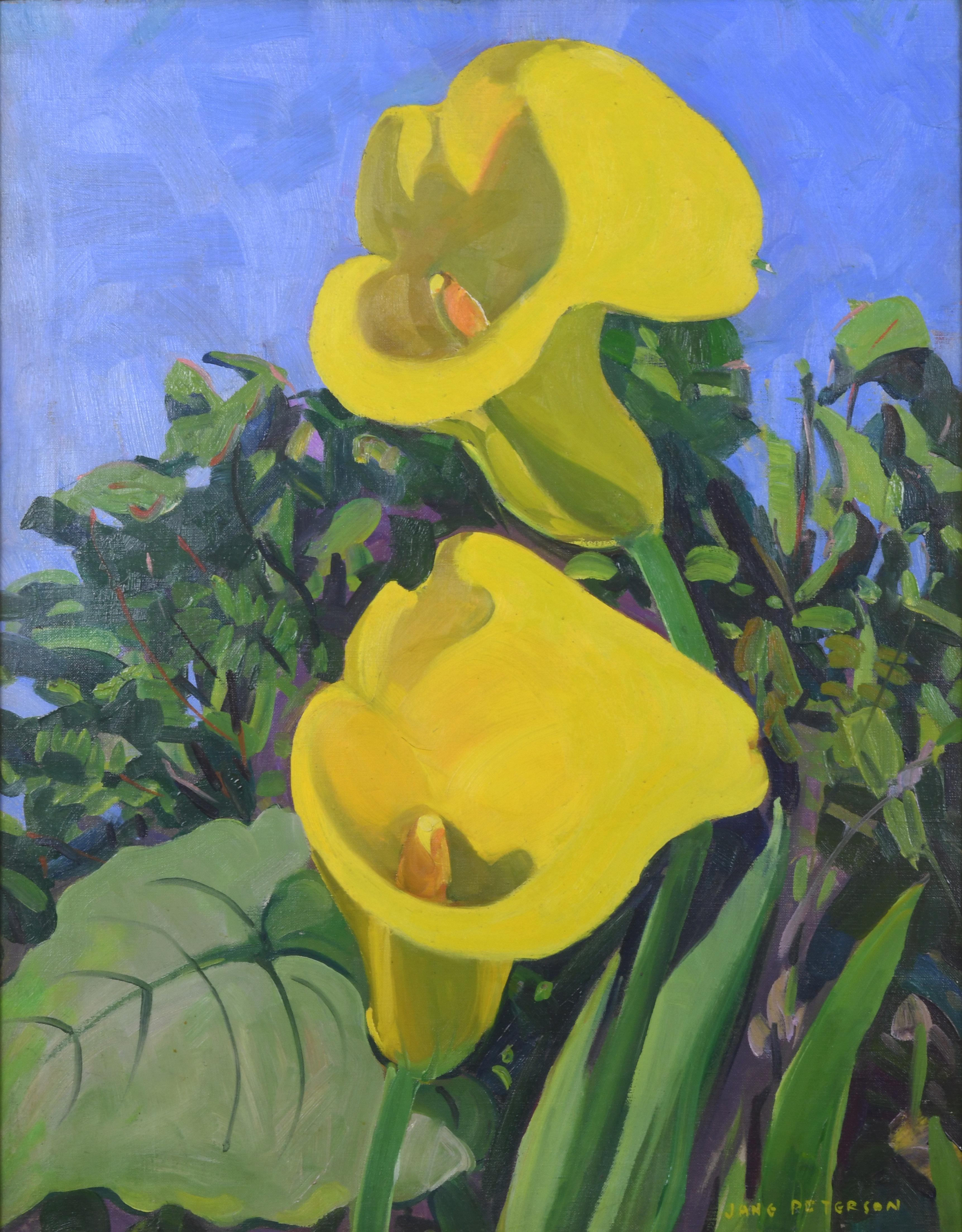 Jane Peterson (1876-1965)
Gigli
Olio su tela, 1952-1953
Firmato dall'artista in basso a destra: JANE PETERSON 
         (vedi foto)
Dimensioni del dipinto: 29 x 23 pollici
Dimensioni del telaio:  38 x 32-1/2 x 1-1/2 pollici
In mostra: Pennsylvania