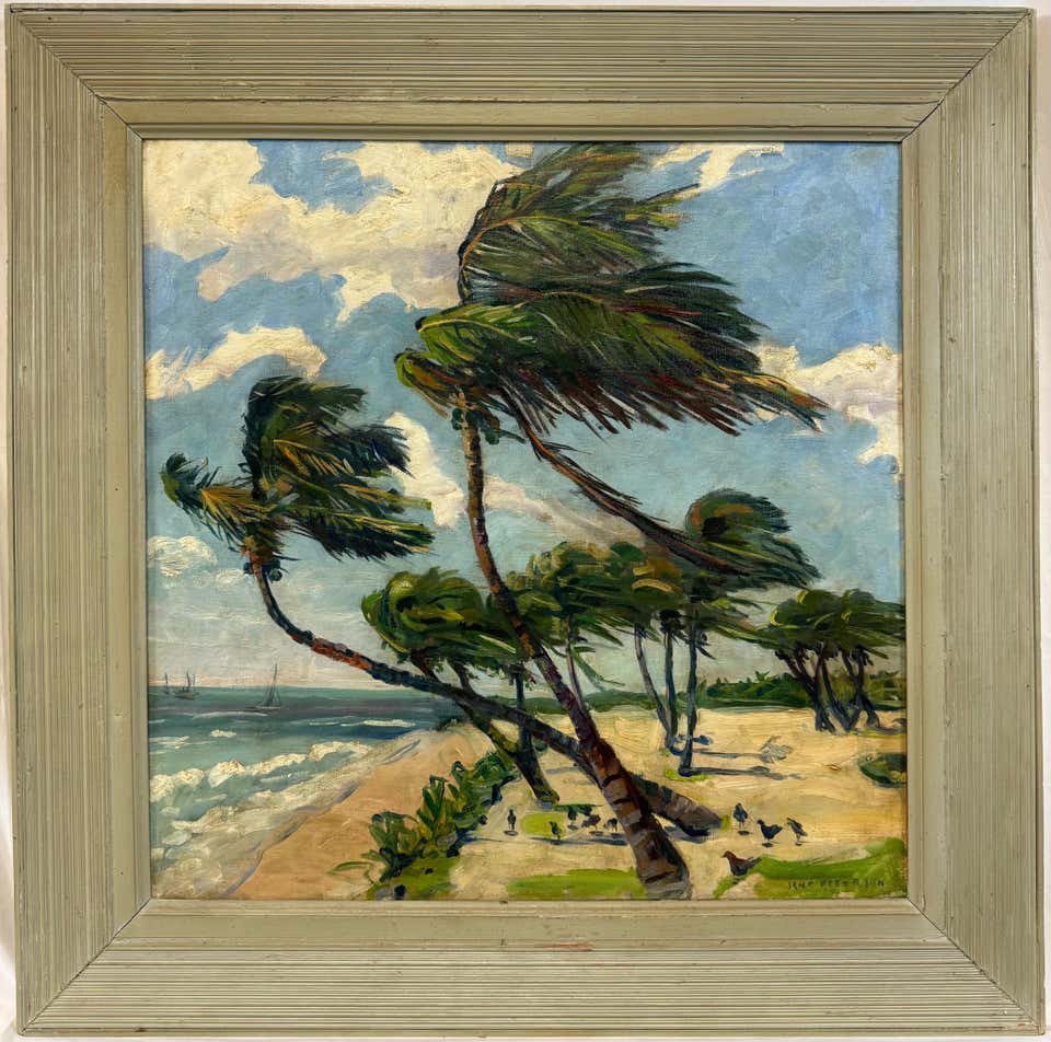 “Palm Trees Along Florida Coast, c. 1940” Jane Peterson Impressionist Palm Beach