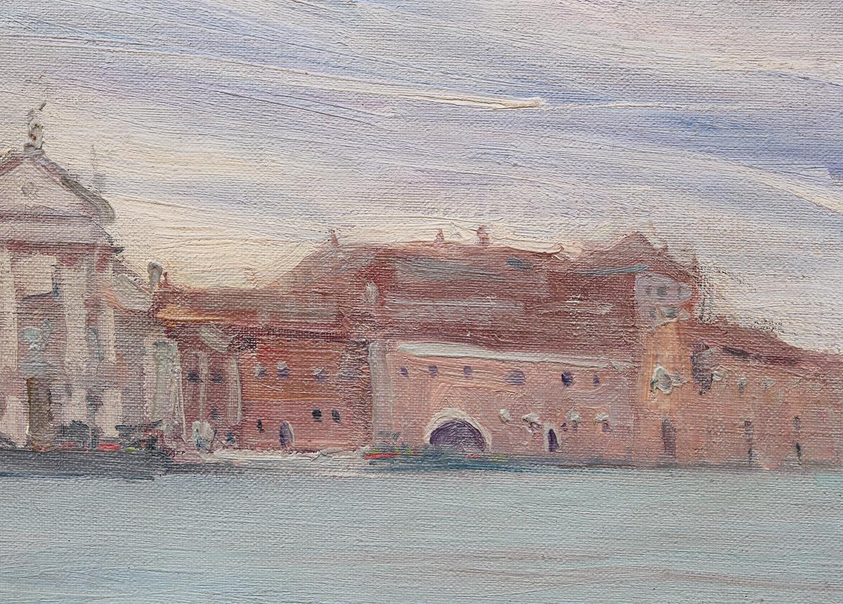 Pastel-Toned Abstract Impressionist Venice Grand Canal Landscape For Sale 2