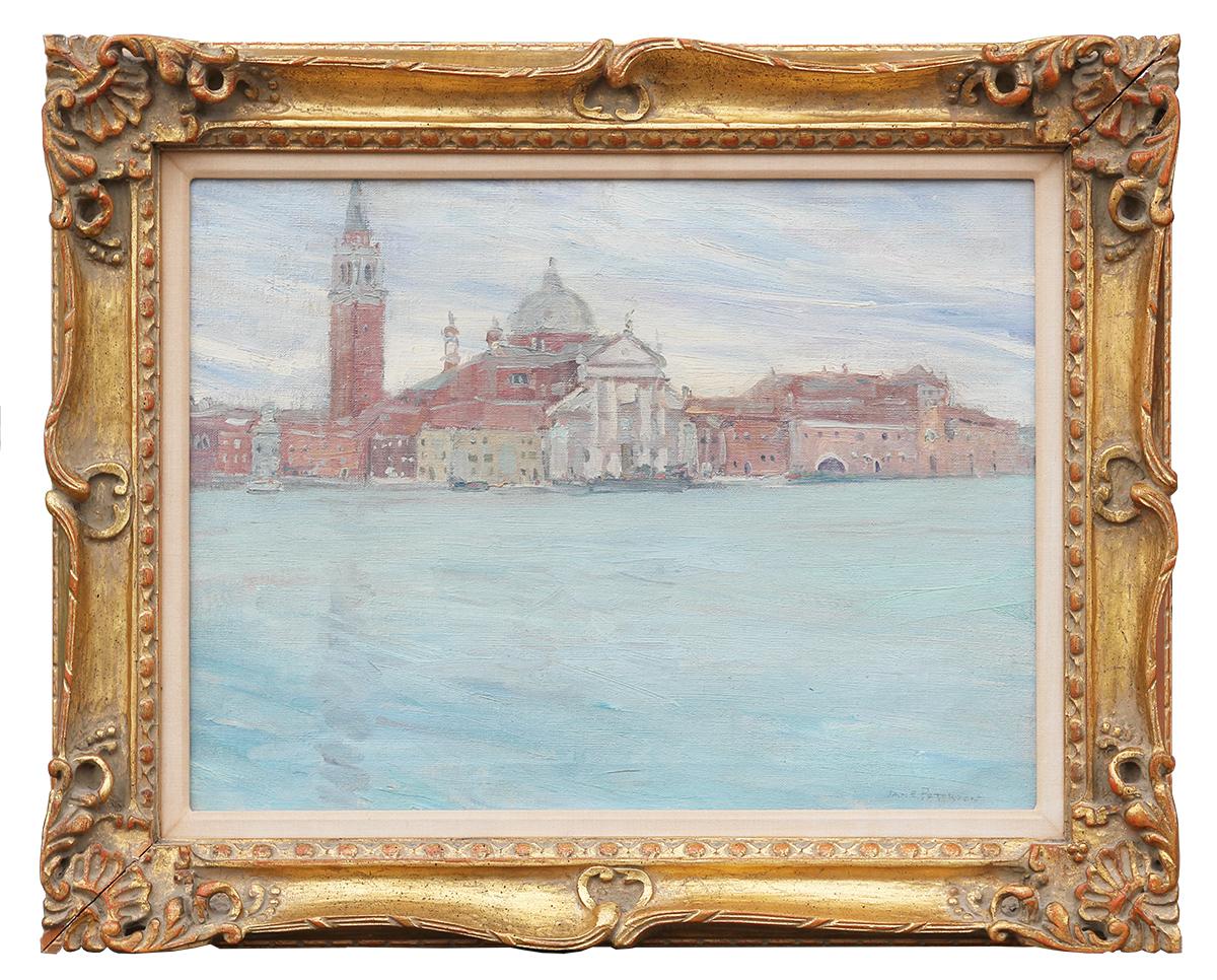 Pastel-Toned Abstract Impressionist Venice Grand Canal Landscape