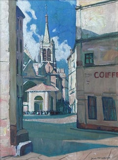„Street In Paris (Eglise St. Julien)“ Jane Peterson, amerikanischer Impressionismus