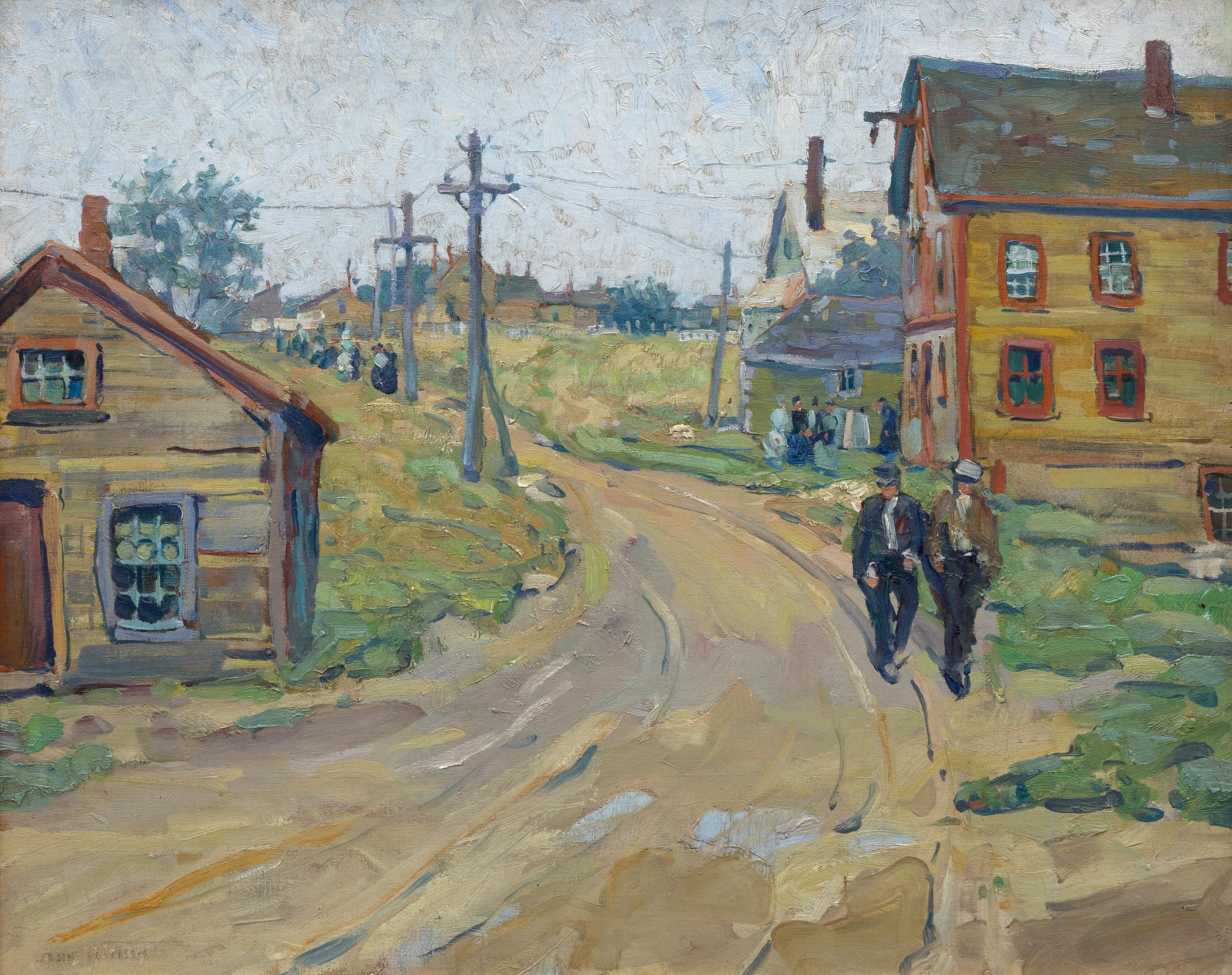 La strada per il porto, Gloucester, MA - Pittura di paesaggio impressionista