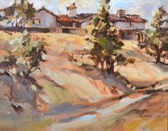 Vintage San Juan Capistrano Mission Landscape Painting, Signed, 20th Century