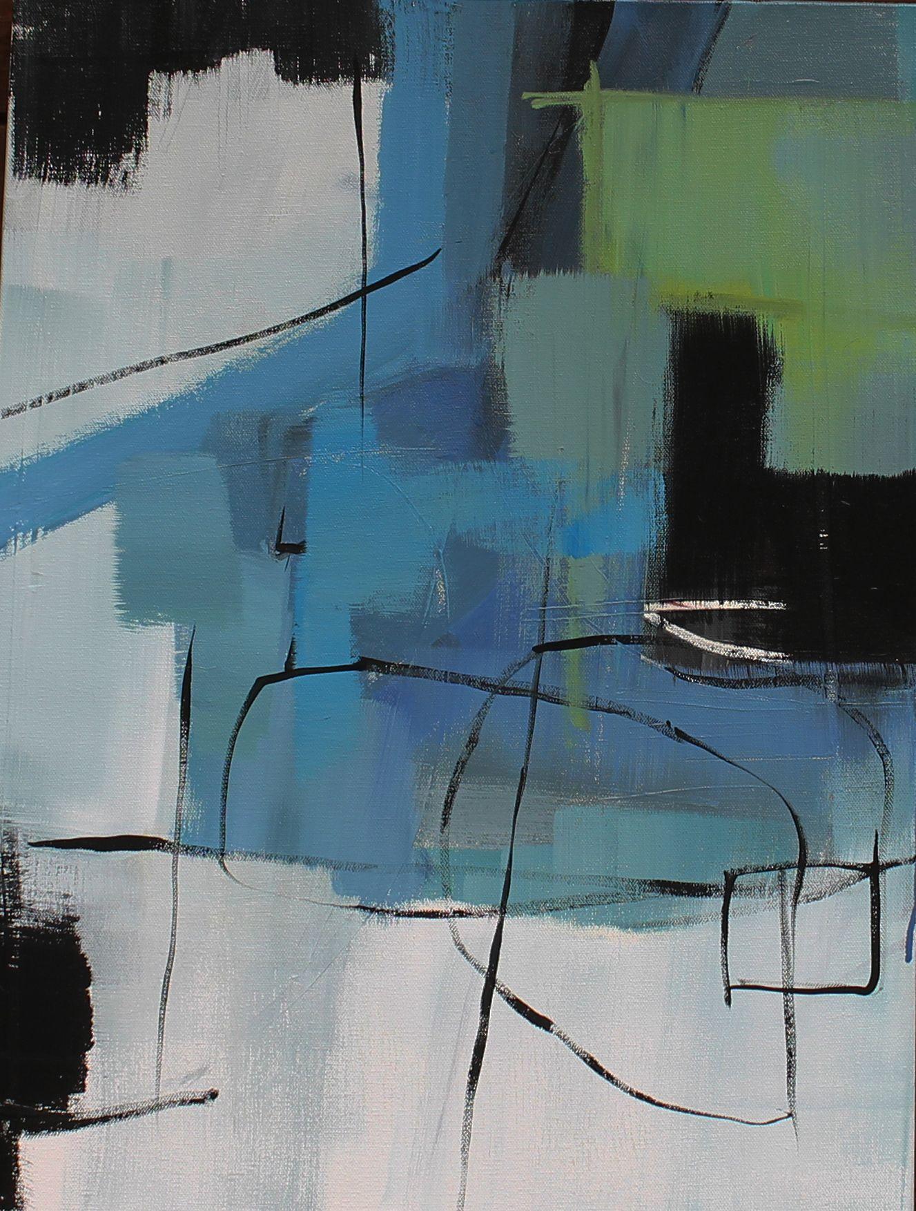 Jane Robinson Abstract Painting - I'm Bluesy Three, Painting, Acrylic on Canvas