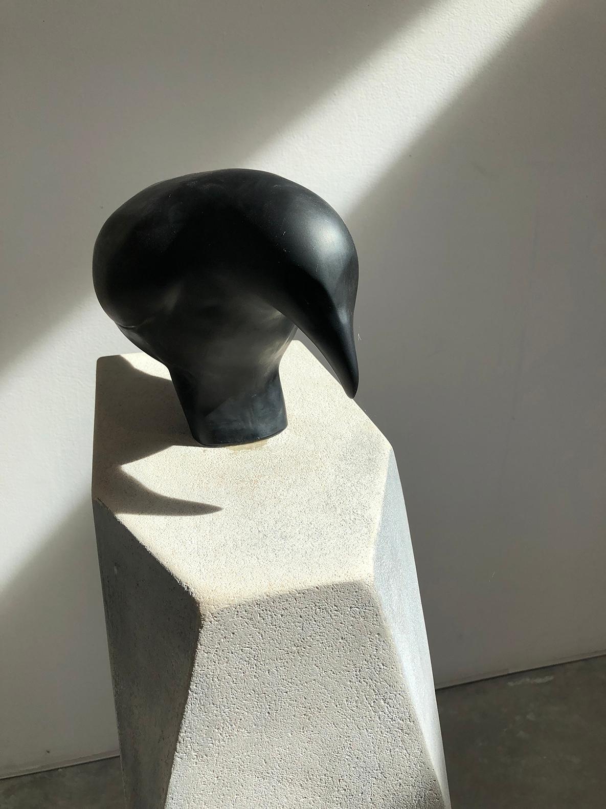 Raven on New Stone - Sculpture by Jane Rosen