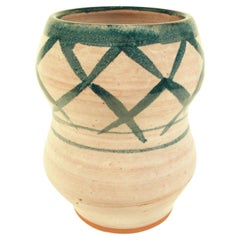 JANE SACHS - Mid Century Painted Terracotta Studio Pottery Vase - Canada - 1978