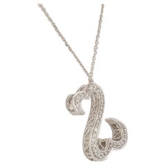 Jane Seymour 14 Karat Weißgold und Diamant Anhänger Halskette mit offenem Herz