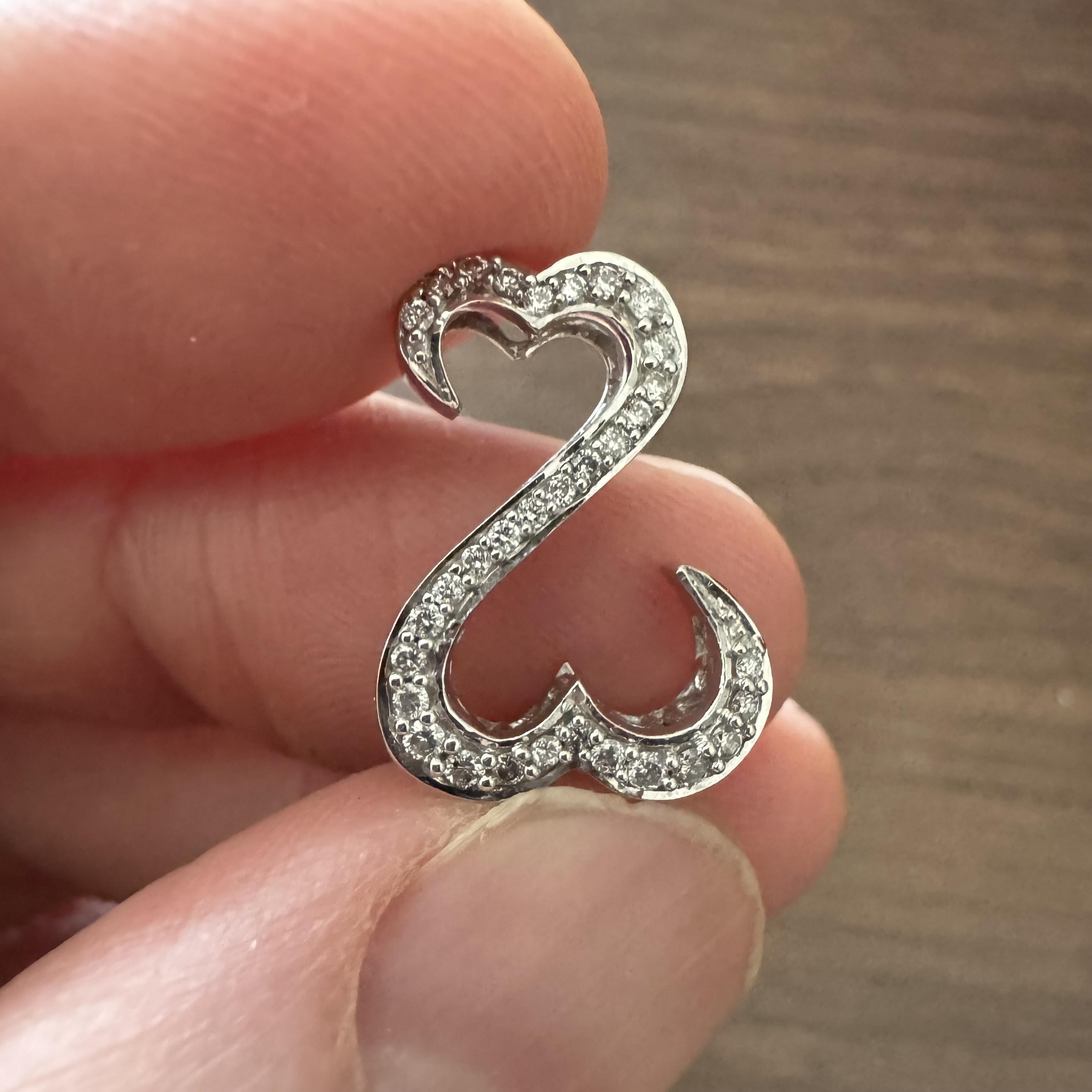 Colgante Corazones Abiertos Jane Seymour de oro blanco de 14k y diamantes de 0,35 ct Corte redondo
