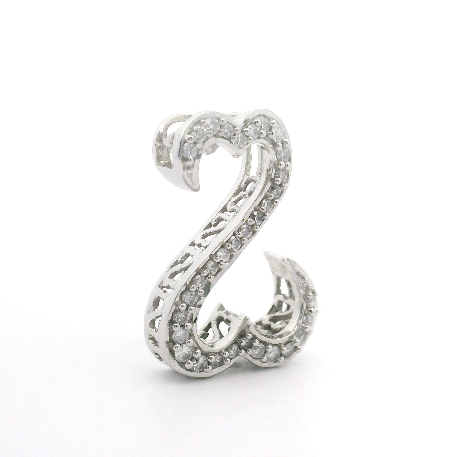 De las mujeres Colgante Corazones Abiertos Jane Seymour de oro blanco de 14k y diamantes de 0,35 ct